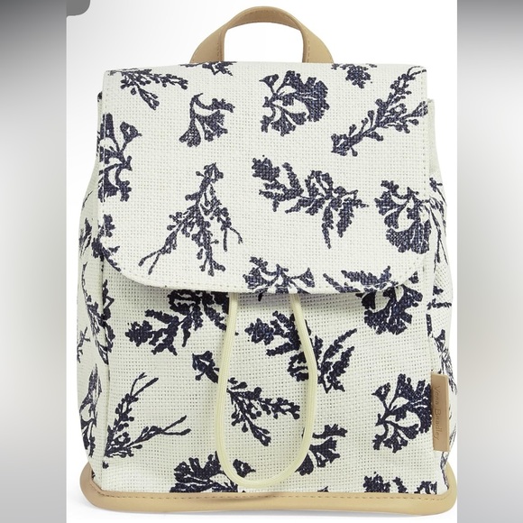 Vera Bradley Straw Mini Backpack Purse Adult Coral Blue NWT Never Used - Picture 3 of 3